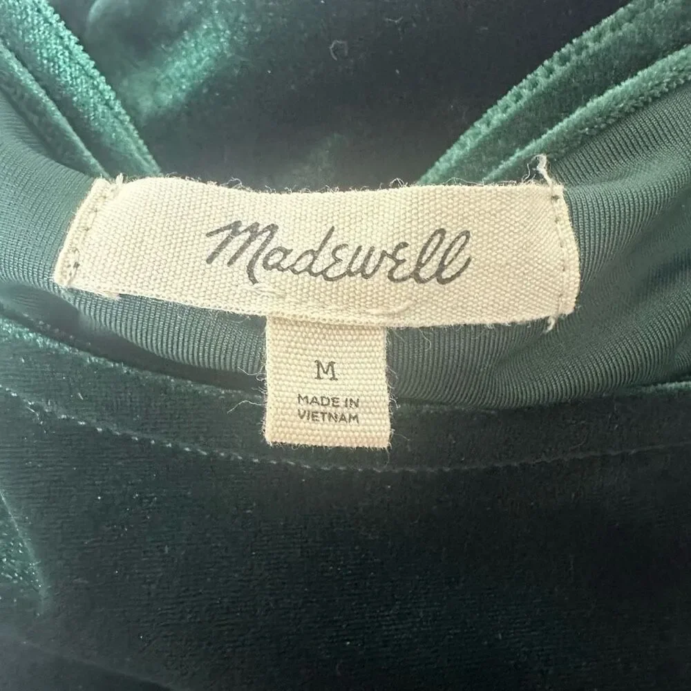 Madewell Women's M Dark Green Crushed Velvet Butterfly Sleeve Top Party Glam‎